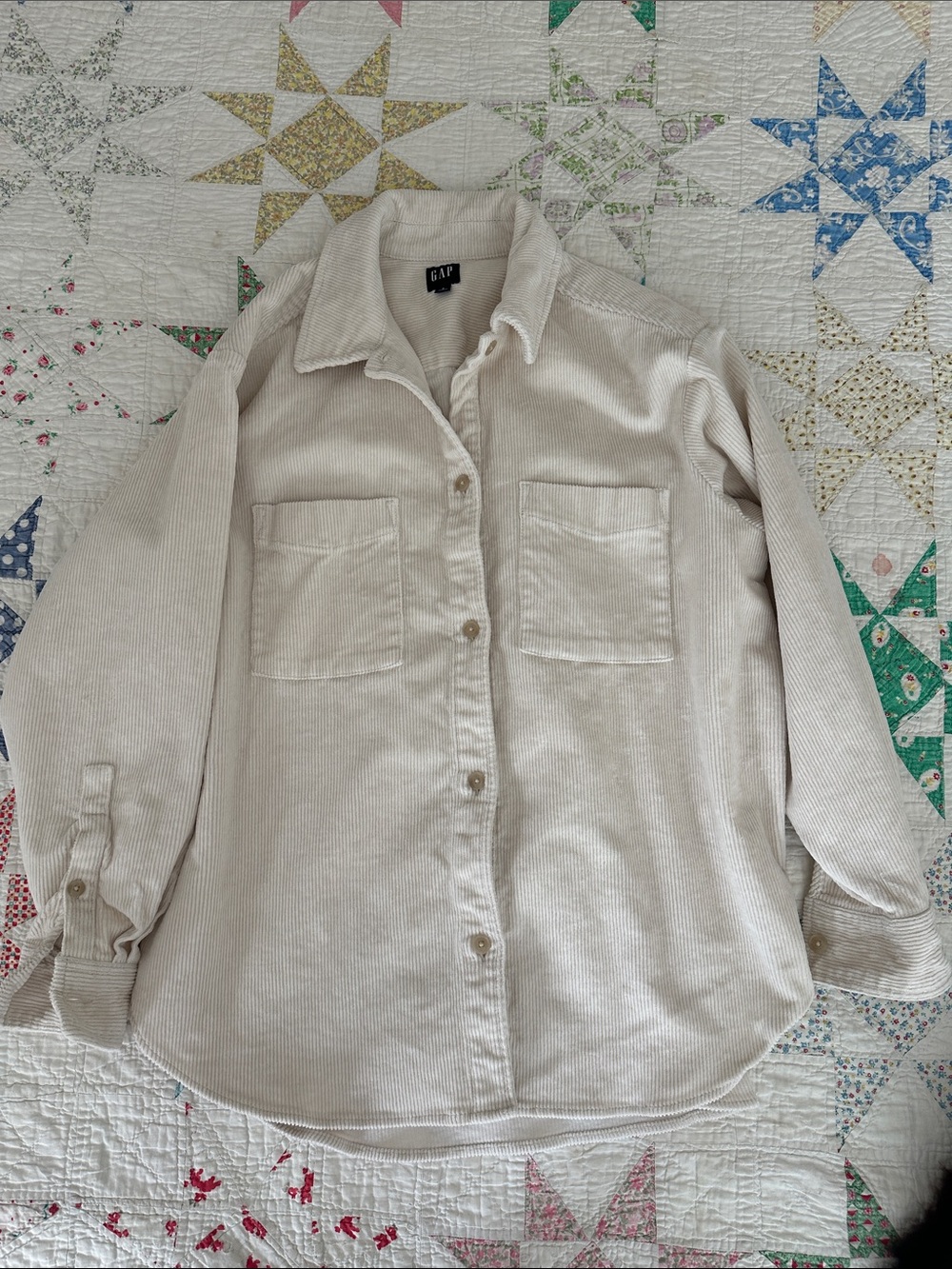 GAP Oversized Cream Corduroy Button-Down Shirt